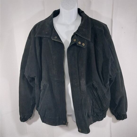 SANTA FE OUTBACK! LUXE BLACK GENUINE SUEDE LEATHER BOMBER STYLE JACKET! SZ XL - Picture 3 of 10